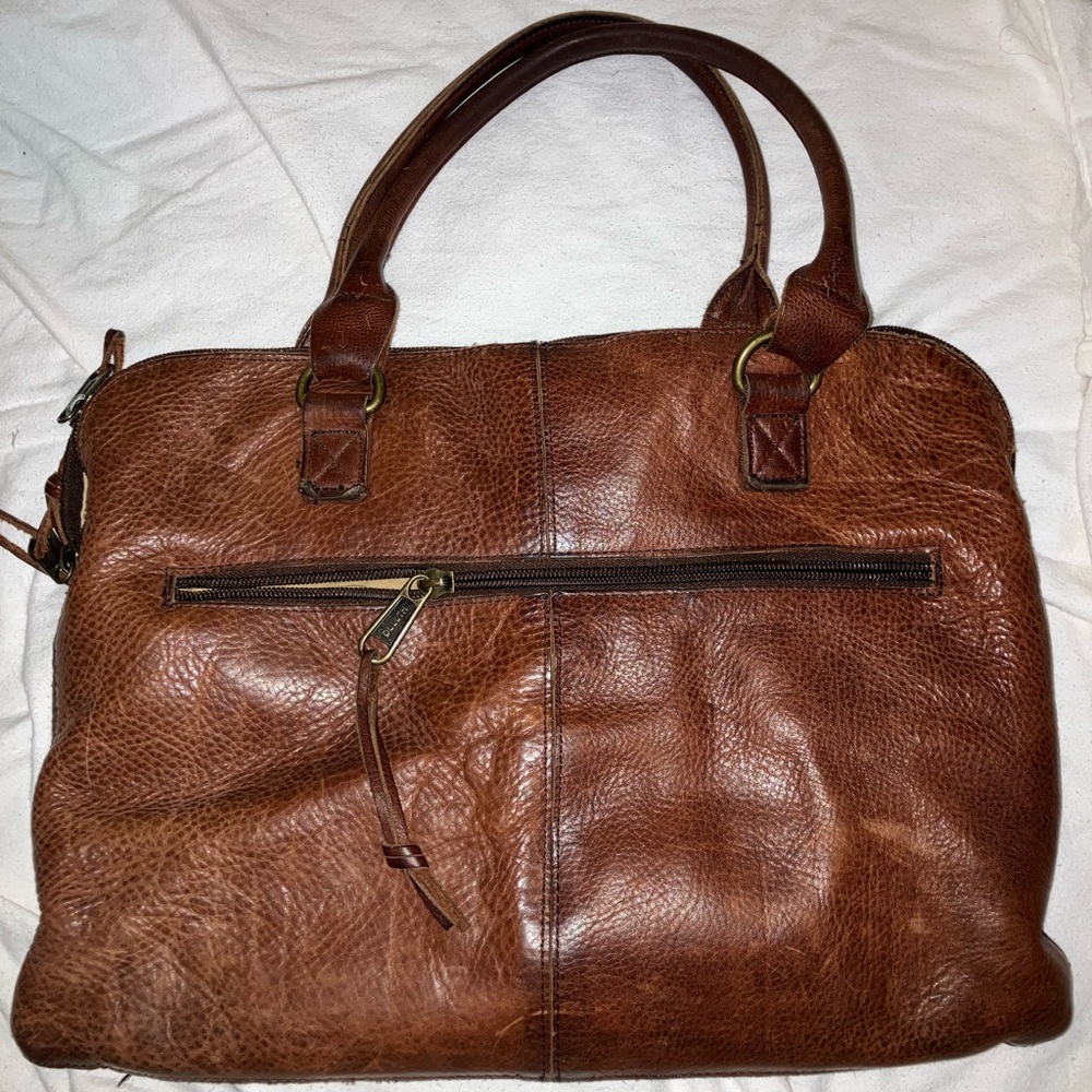 Duluth trading lifetime leather work bag satchel laptop case briefcase men purse